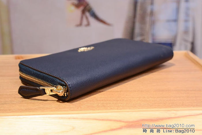 COACH蔻馳 原單 2017新款 Coach57713 最新皮紋顆粒紋牛皮 女士拉鏈錢包  Chz1461